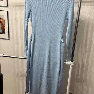 Light Blue Ribbed Knit Dress